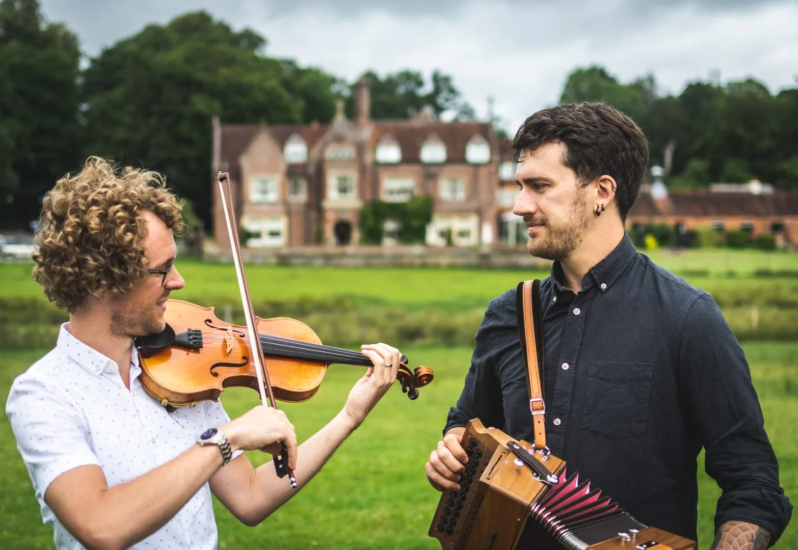 Chris and Matt outside Burley Manor